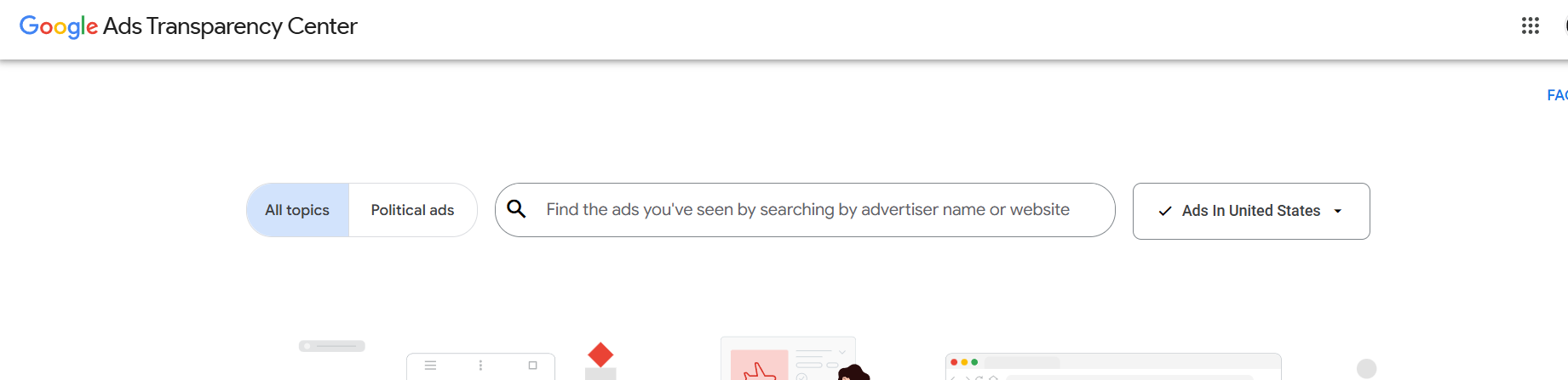 Google Ads Transparency Center dashboard