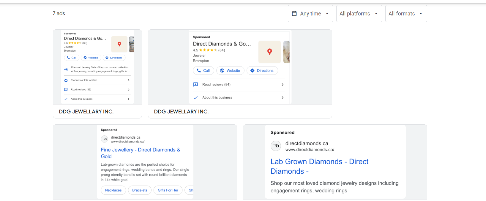 Google Ads Transparency Center result