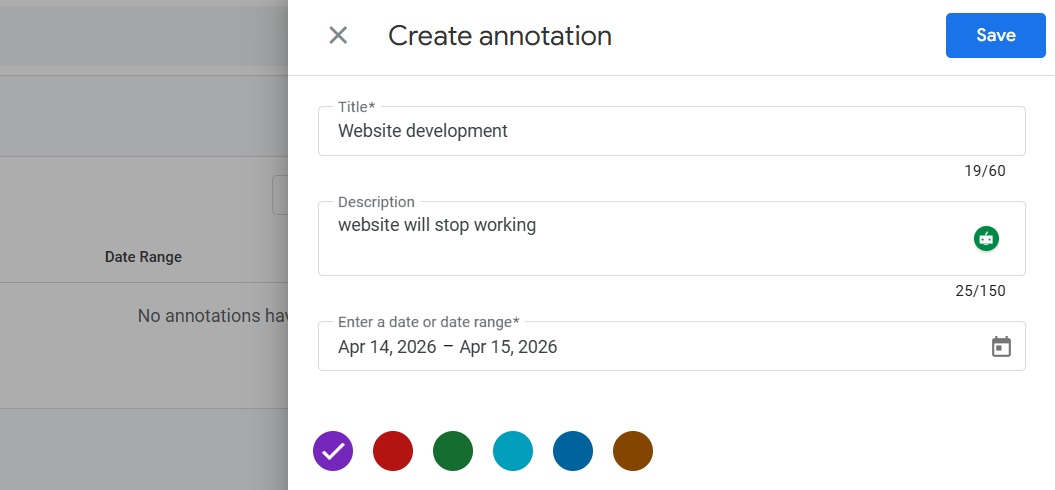 GA4 Annotations setup